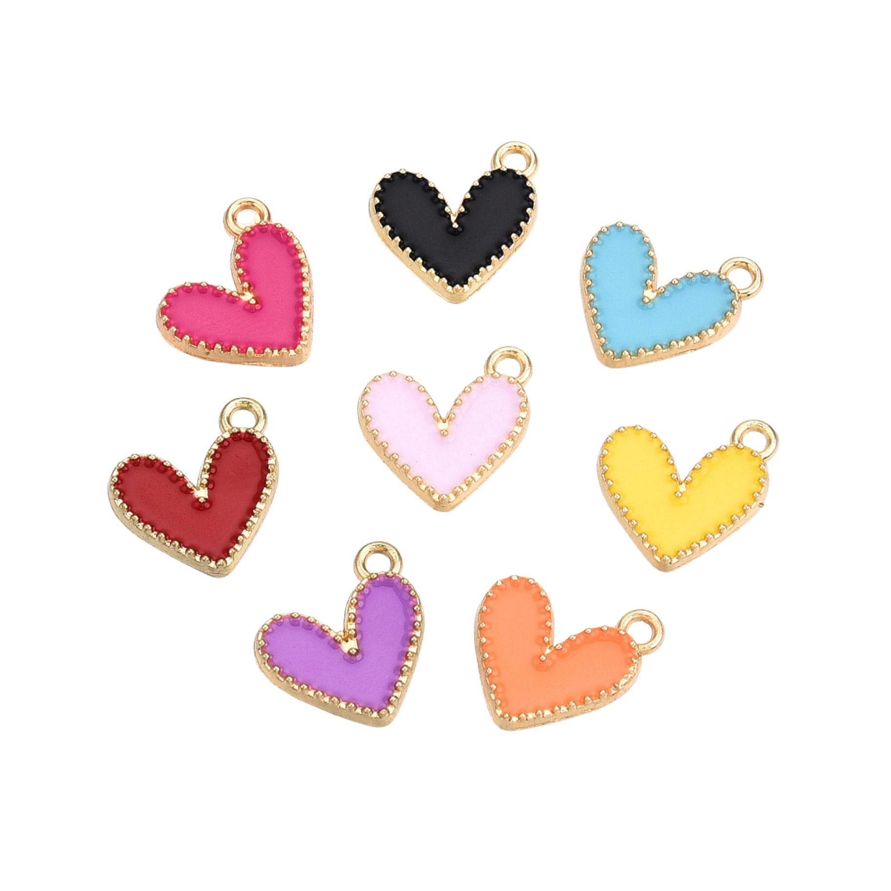Gold Alloy Colorful Heart Charm