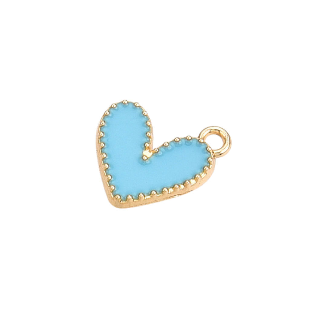 Gold Alloy Colorful Heart Charm