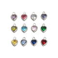 Stainless Steel Silver Assorted Birthstone Heart Charm