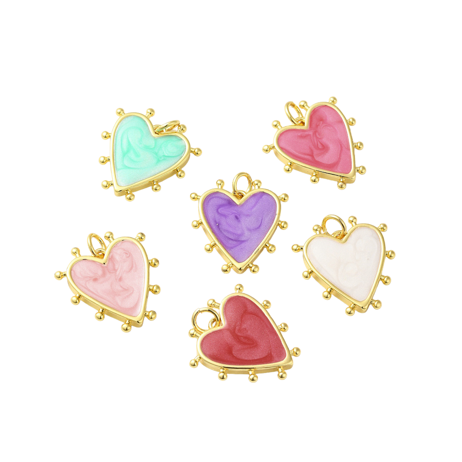 18k Gold Plated Brass Studded Heart Charm