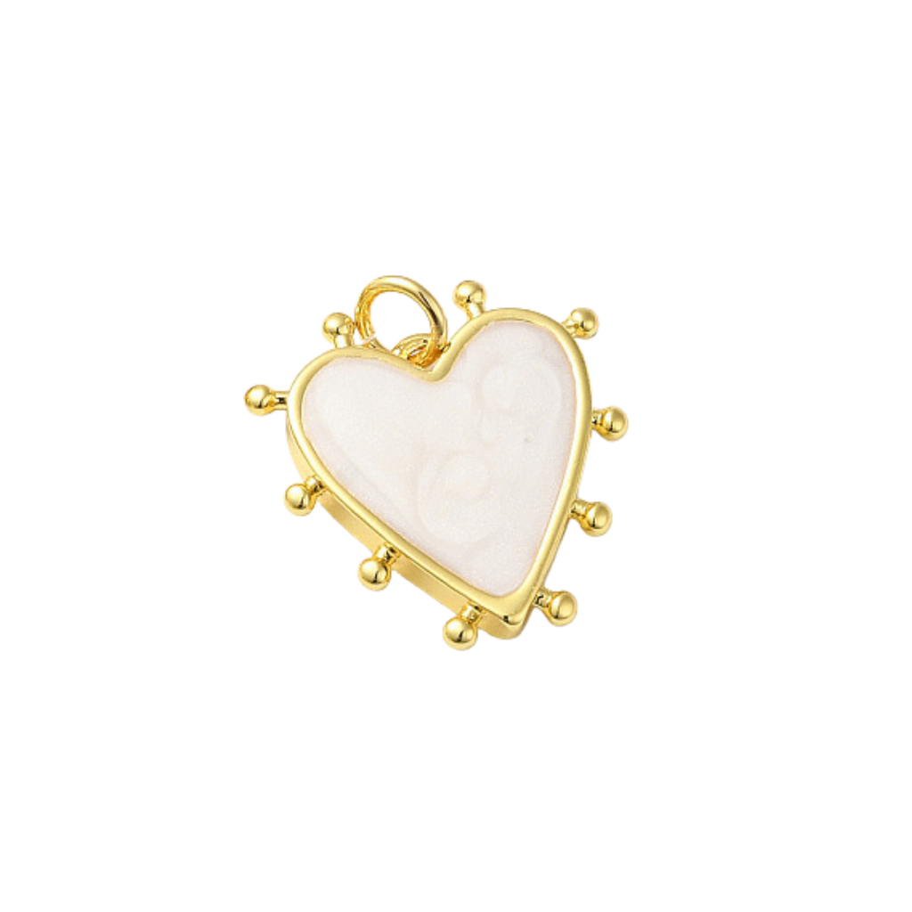 18k Gold Plated Brass Studded Heart Charm