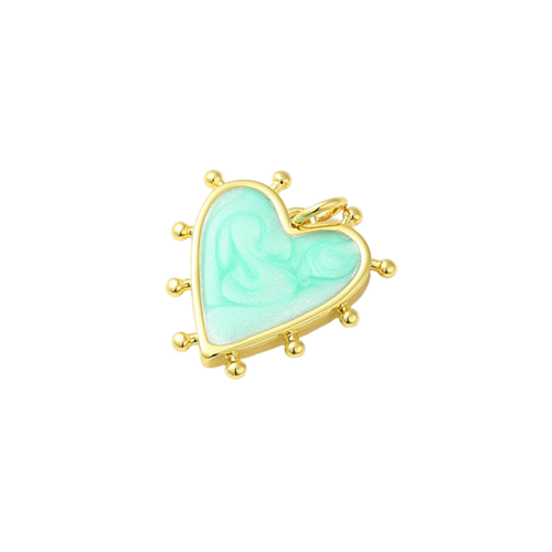 18k Gold Plated Brass Studded Heart Charm