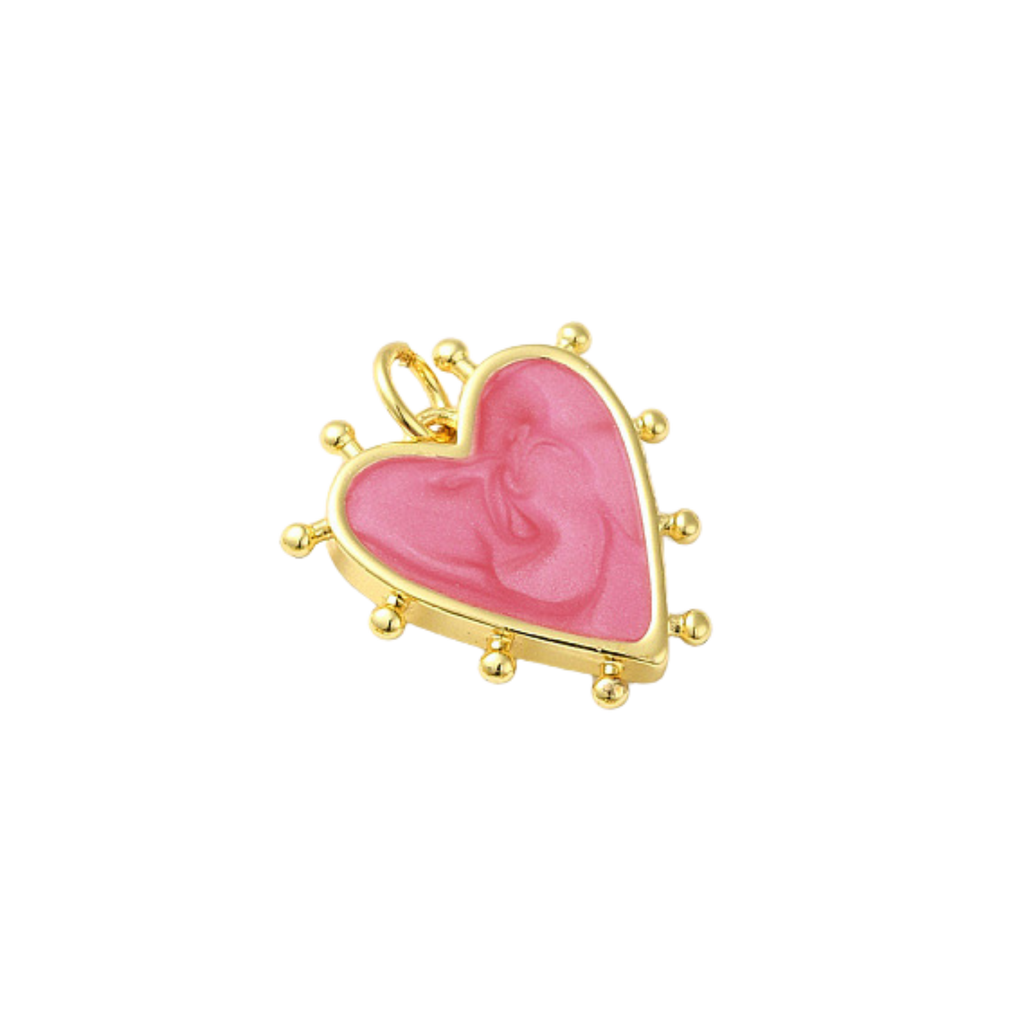 18k Gold Plated Brass Studded Heart Charm