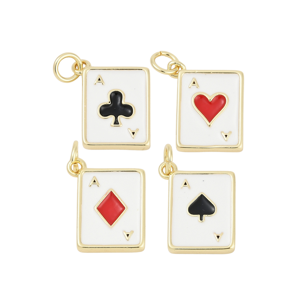 18k Gold Plated Brass Playing Card Charm