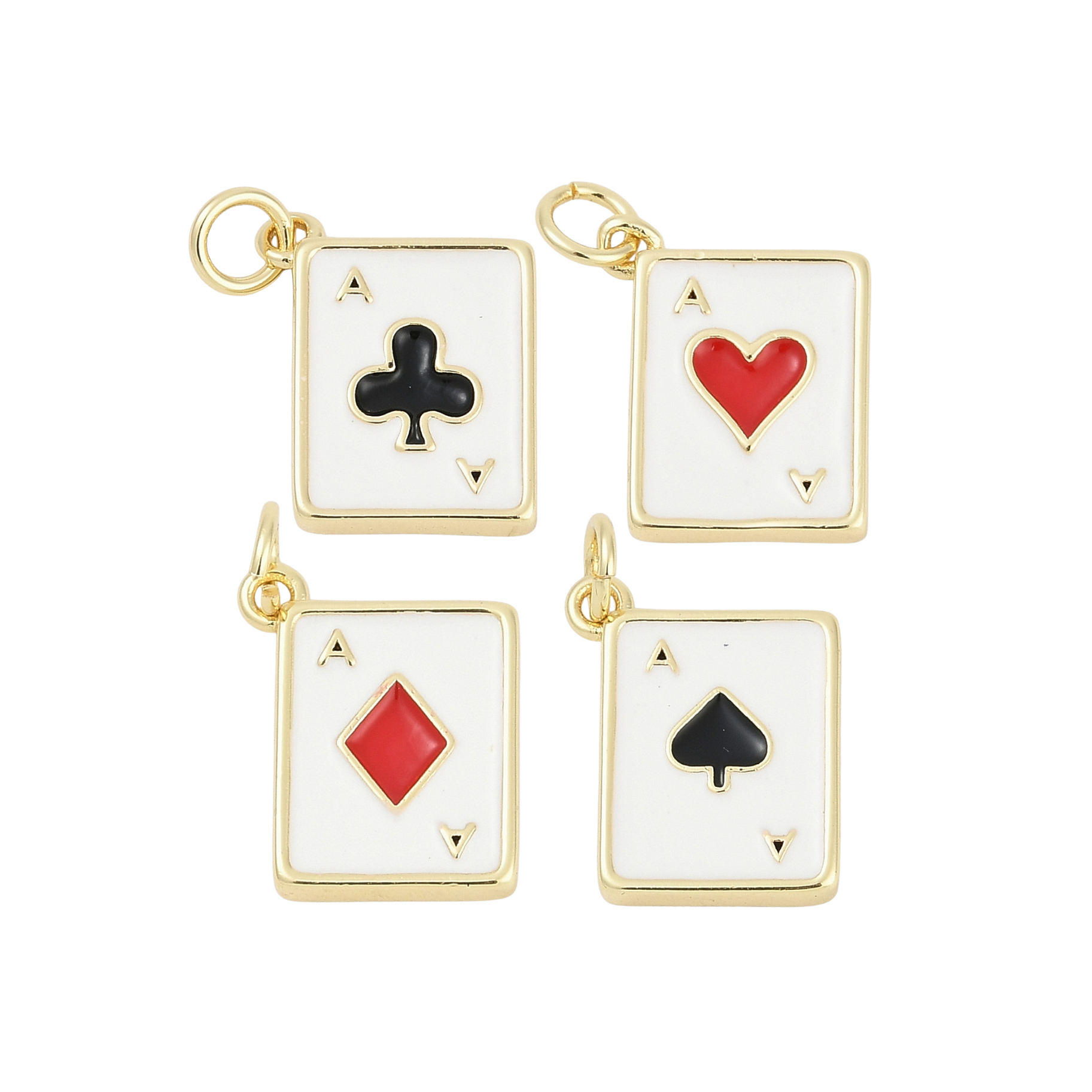 18k Gold Plated Brass Playing Card Charm