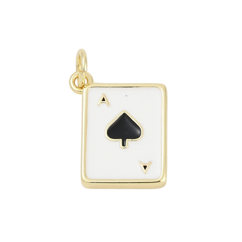 18k Gold Plated Brass Playing Card Charm