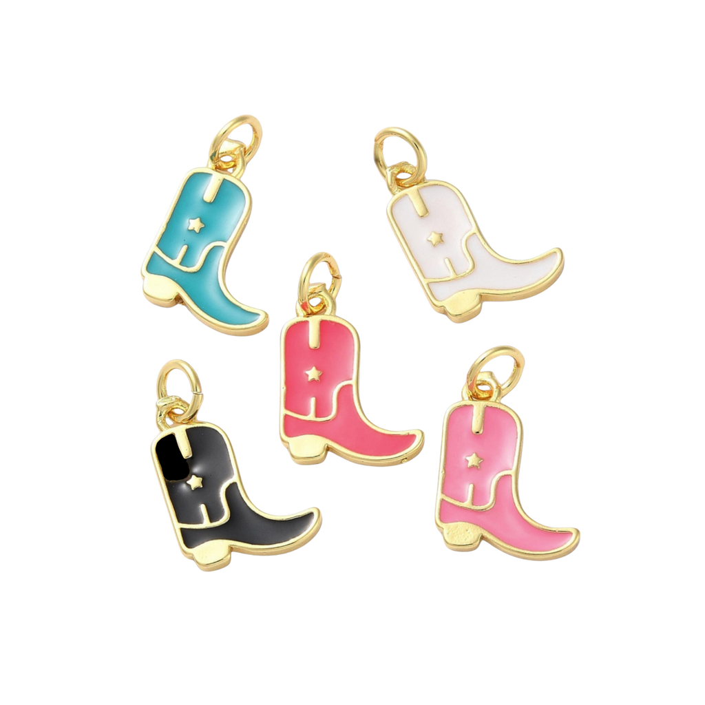 18k Gold Plated Brass Star Cowboy Boot Charm