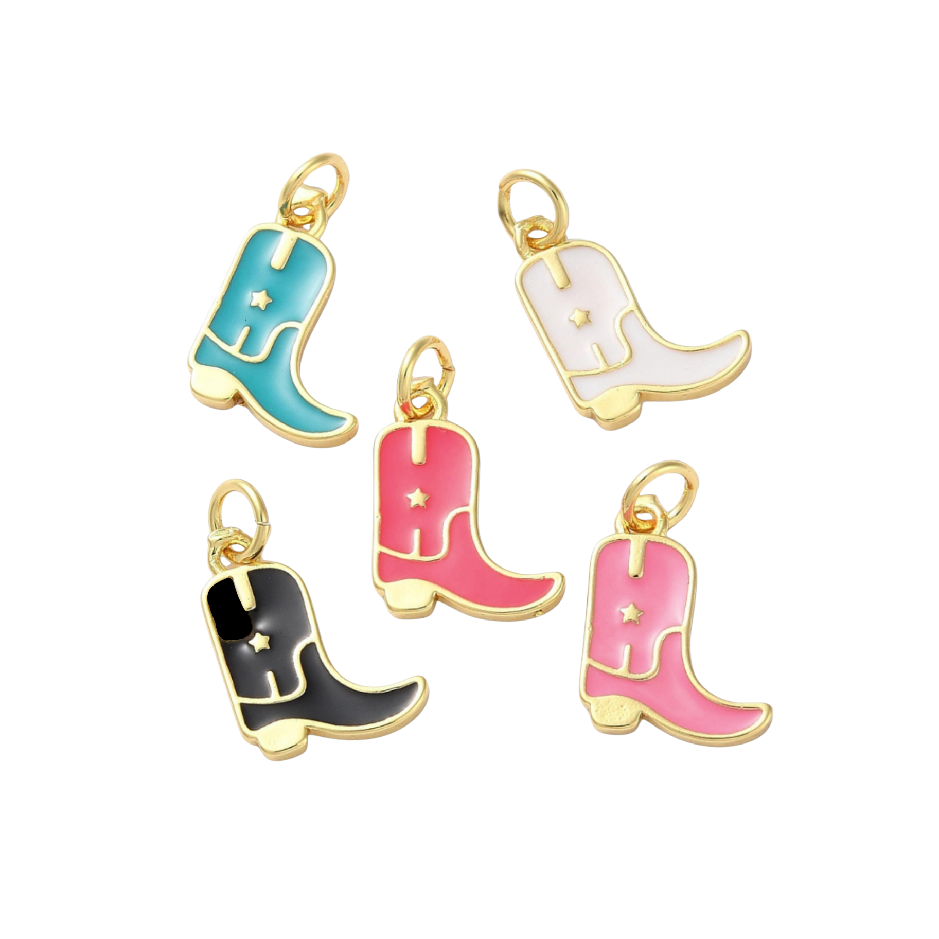 18k Gold Plated Brass Star Cowboy Boot Charm