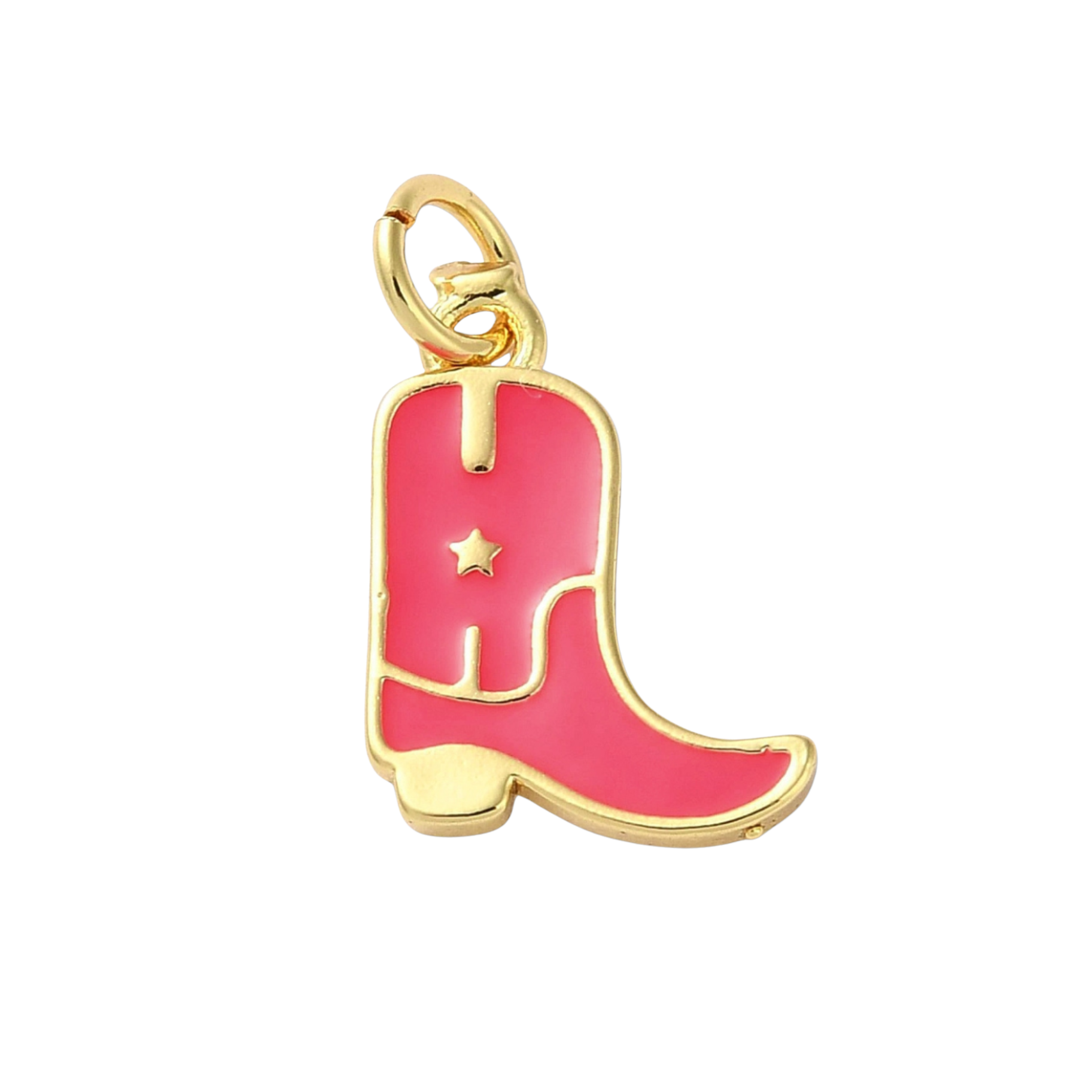 18k Gold Plated Brass Star Cowboy Boot Charm