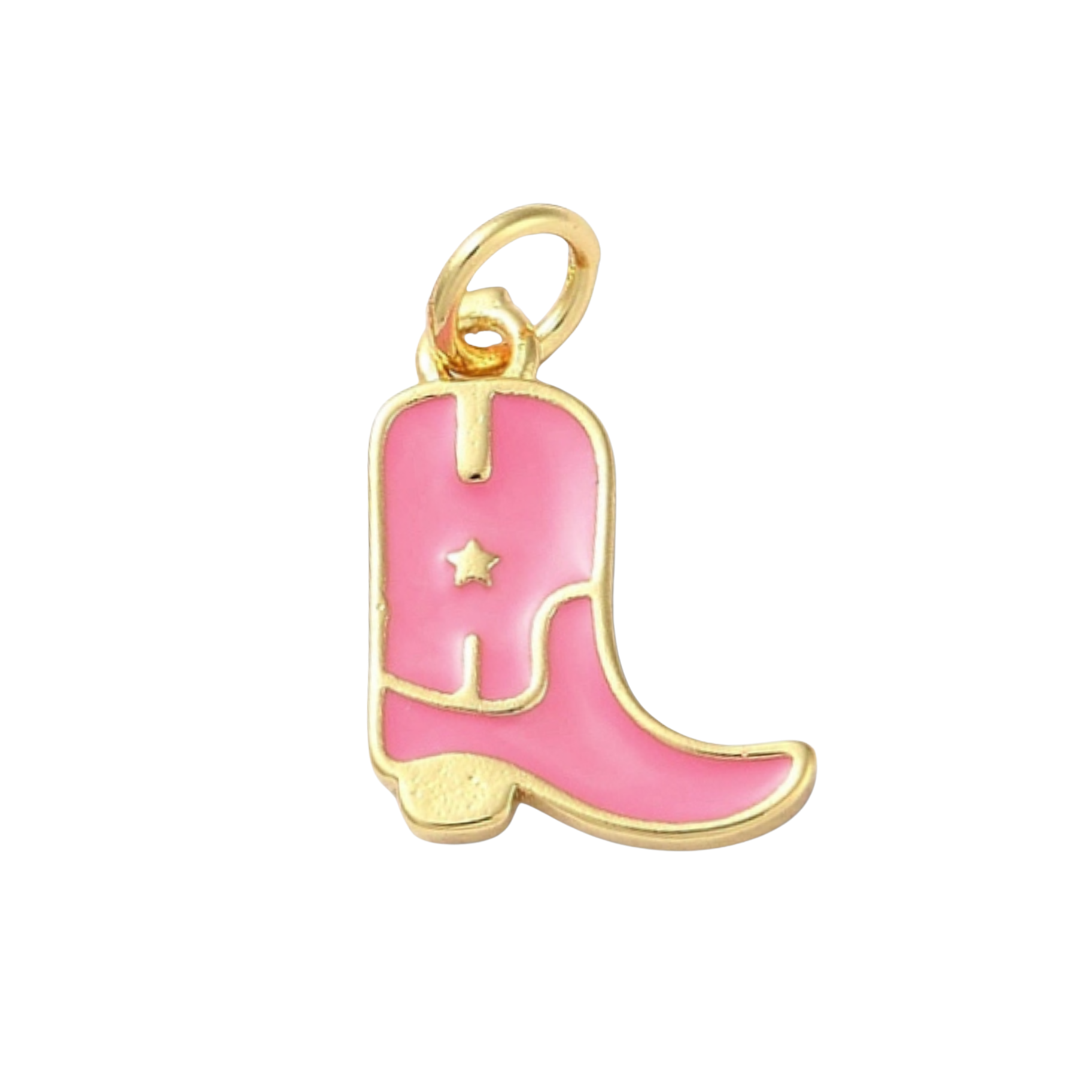 18k Gold Plated Brass Star Cowboy Boot Charm