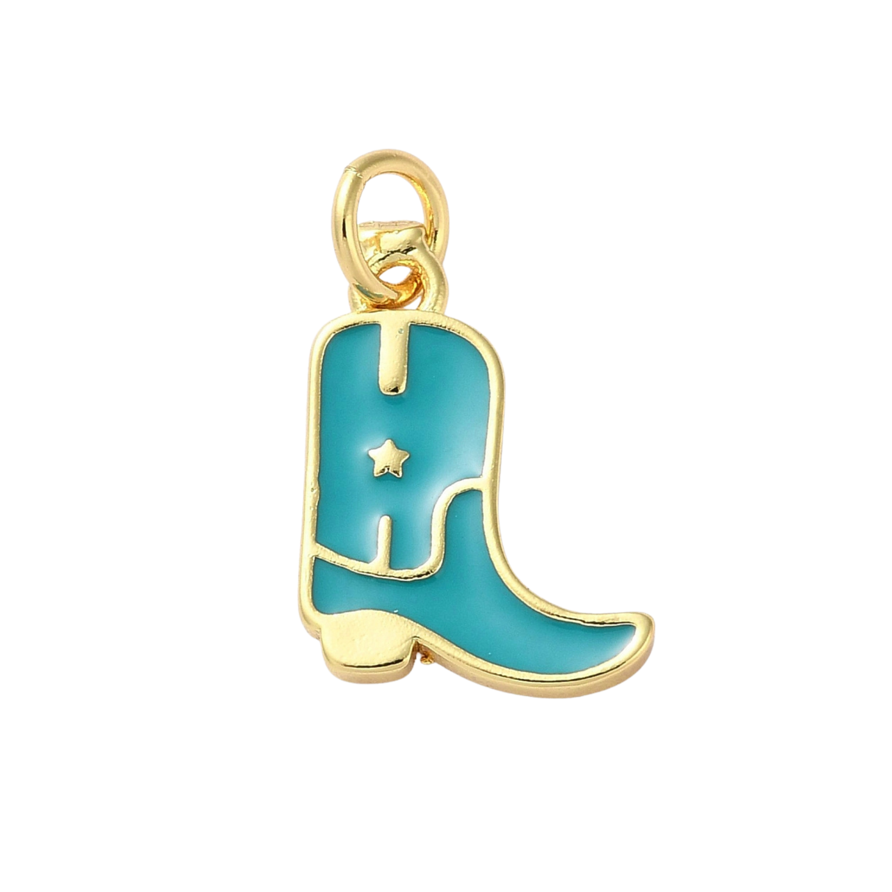 18k Gold Plated Brass Star Cowboy Boot Charm