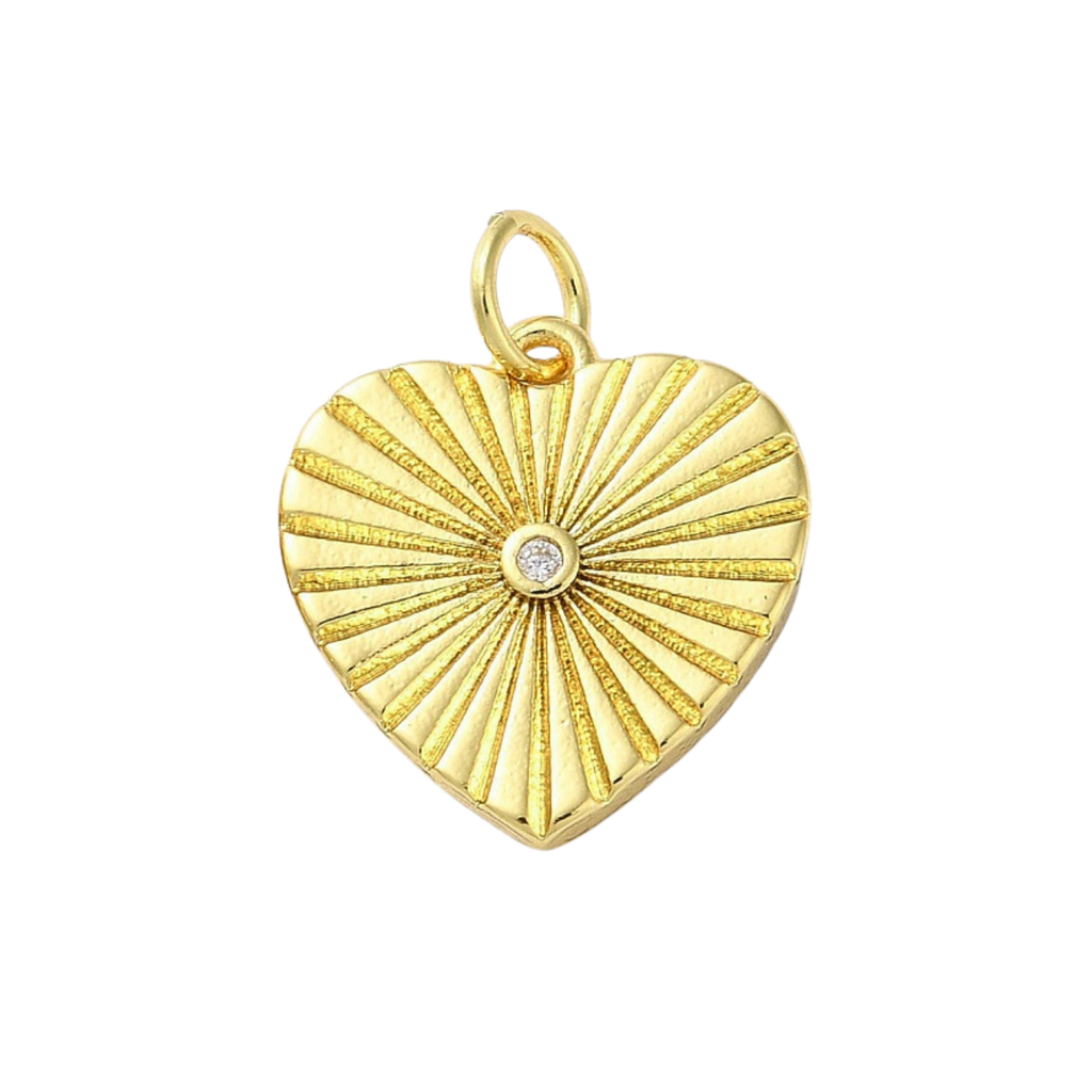 18k Gold Plated Brass Diamond Heart Charm