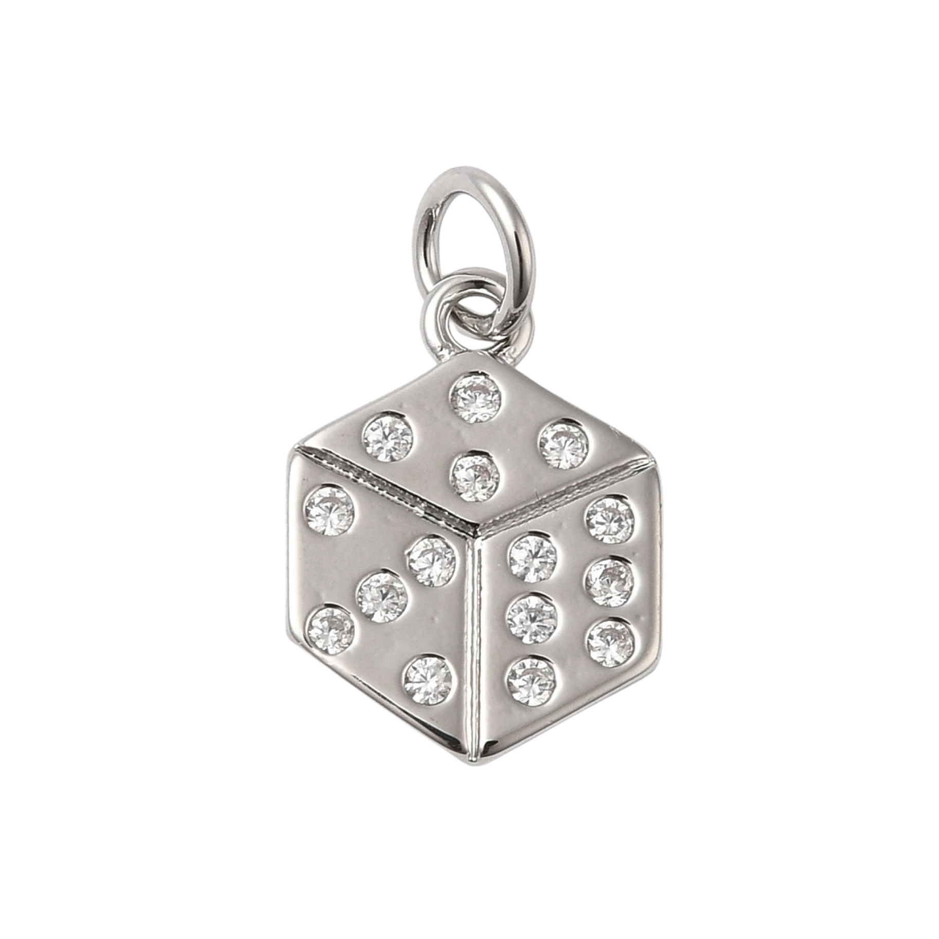 Silver Brass Dice Charm