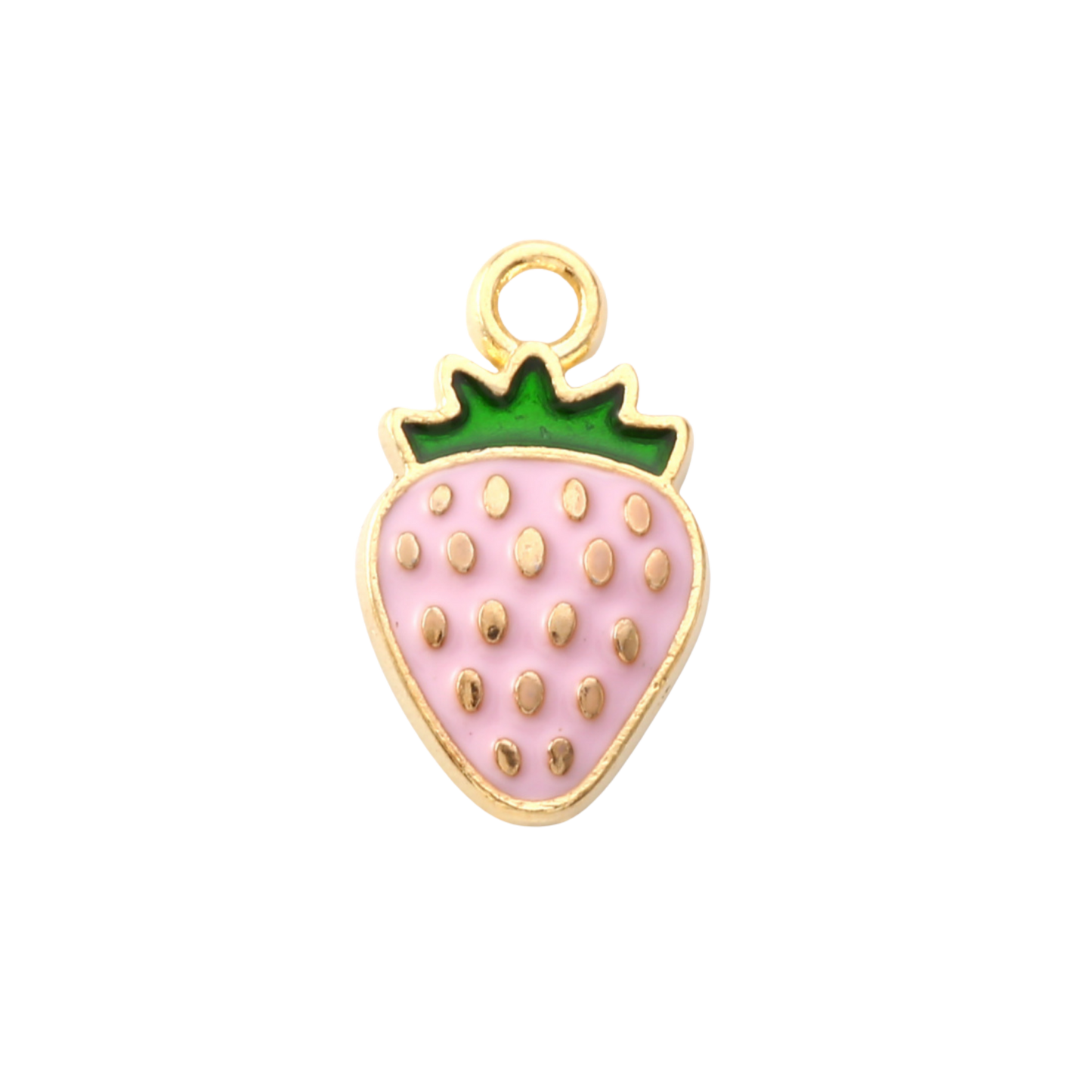 Gold Alloy Pink Strawberry Charm