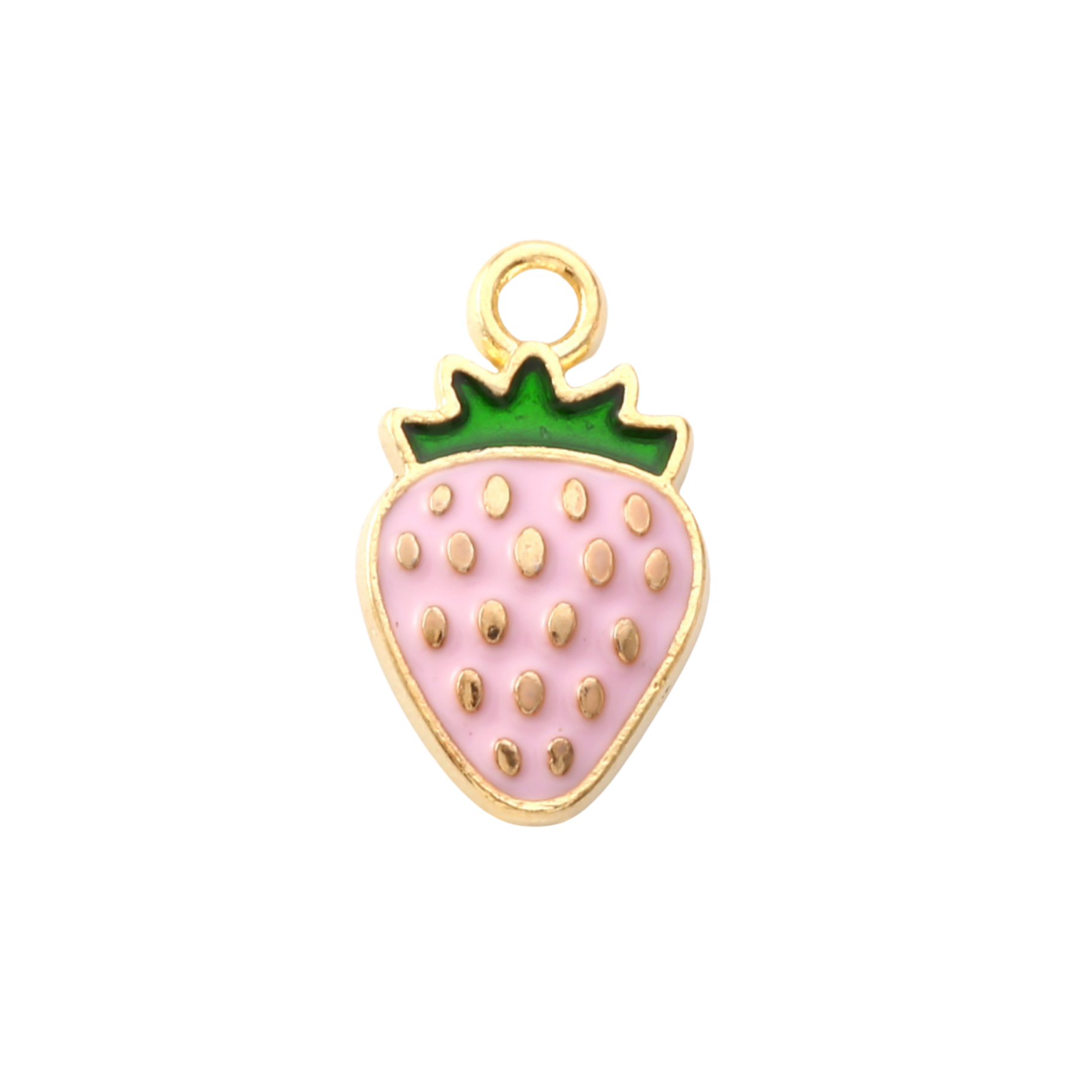 Gold Alloy Pink Strawberry Charm