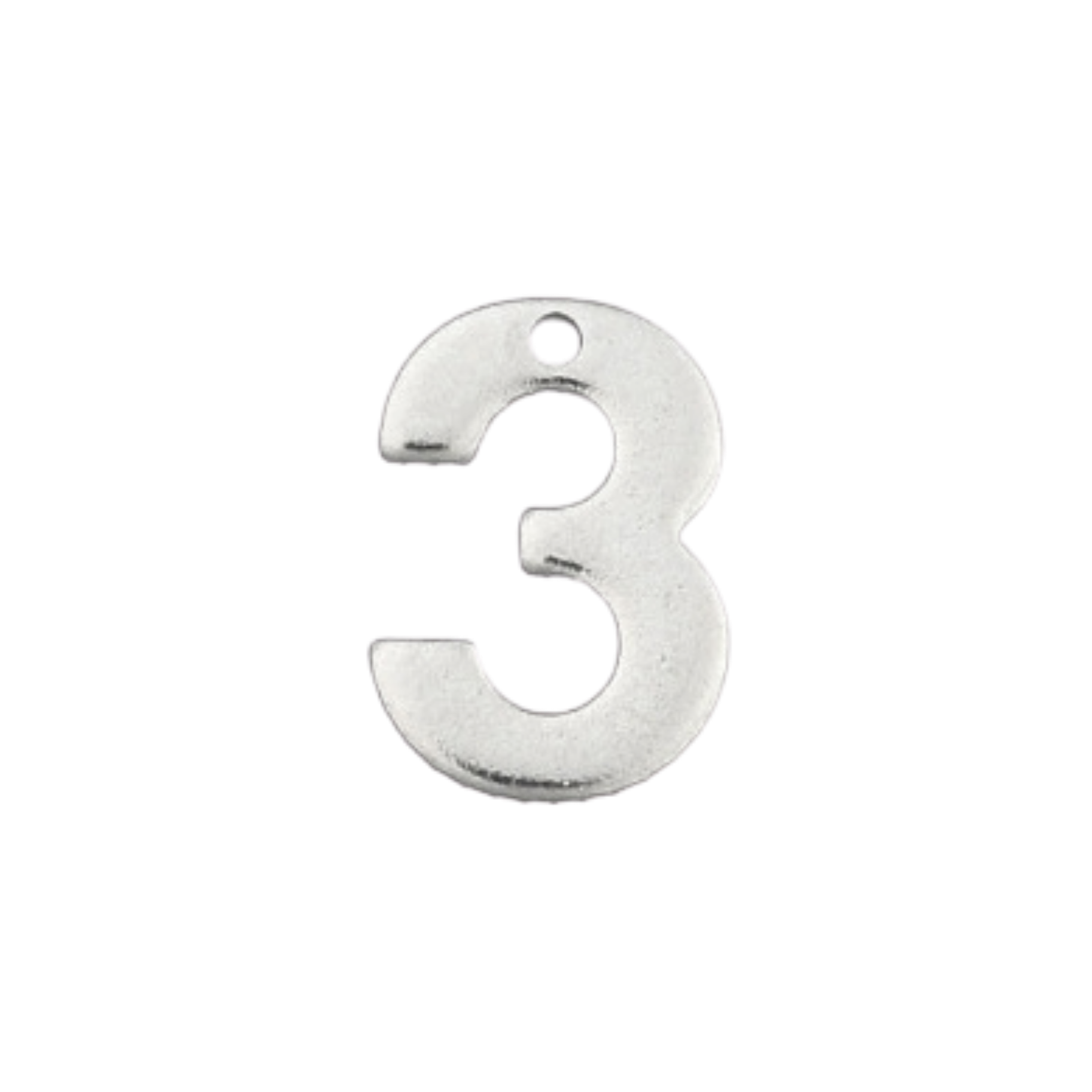 Silver Stainless Steel Number Charm Individual Numbers