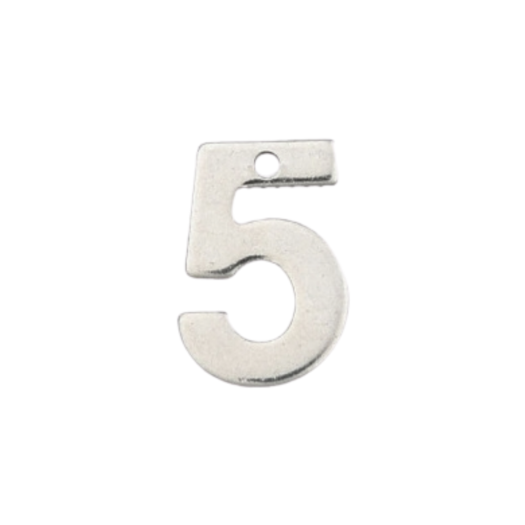 Silver Stainless Steel Number Charm Individual Numbers