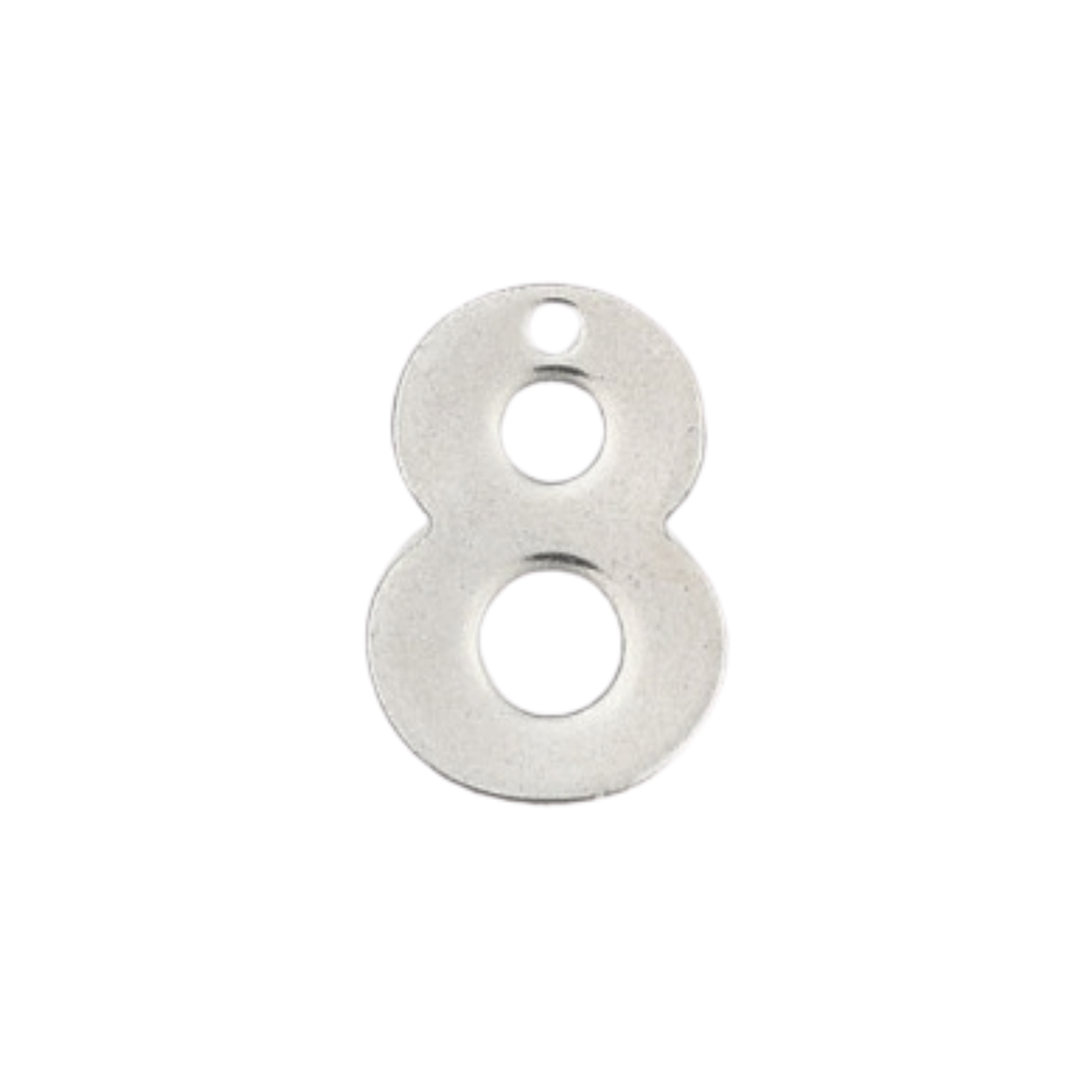 Silver Stainless Steel Number Charm Individual Numbers