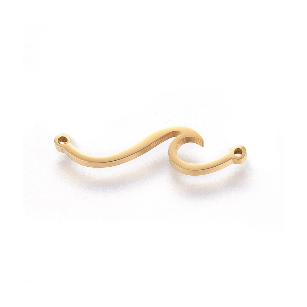 18k Gold PVD Stainless Steel Wave Connector Charm
