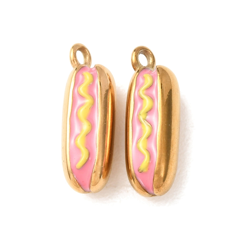 18k Gold Ion Plated Stainless Steel Hotdog Charm