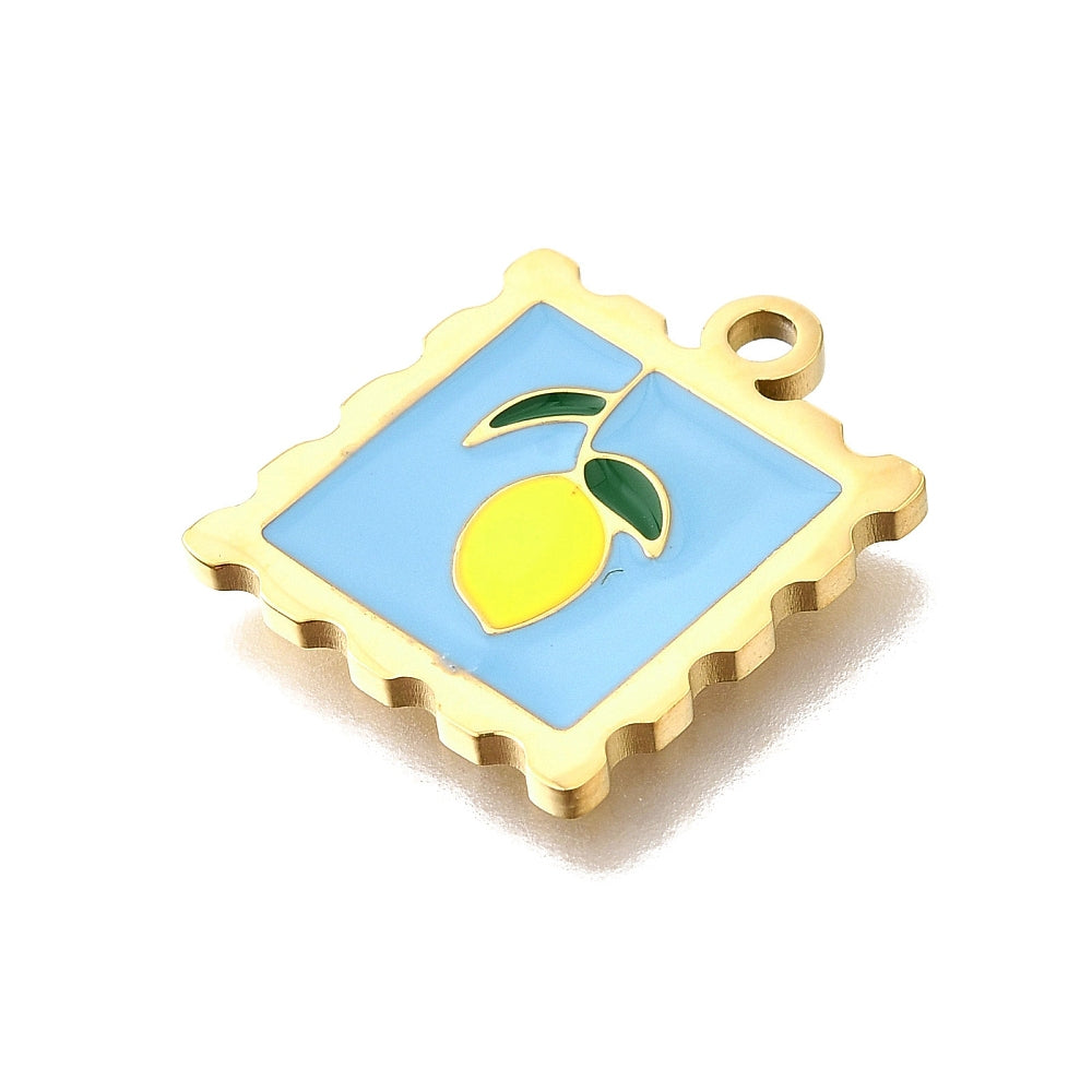 18k Gold Plated Stainless Steel Lemon Stamp Charm