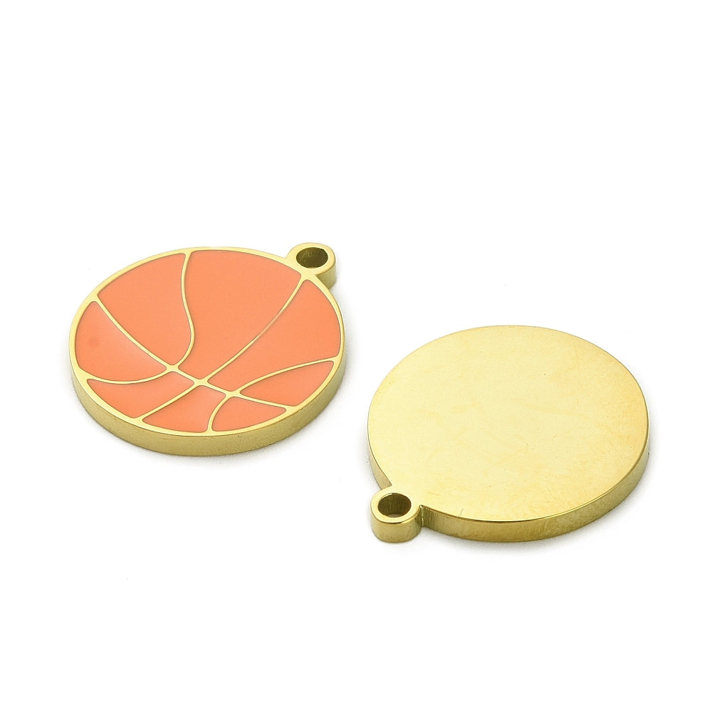 18k Gold Ion Plated Stainless Steel Basketball Charm