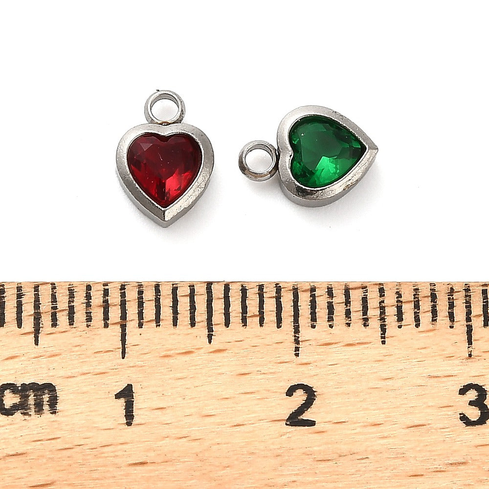 Stainless Steel Silver Assorted Birthstone Heart Charm
