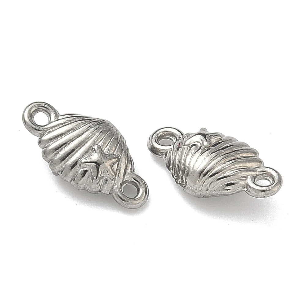 18k Gold Ion Plated Stainless Steel Seashell Connector Charm