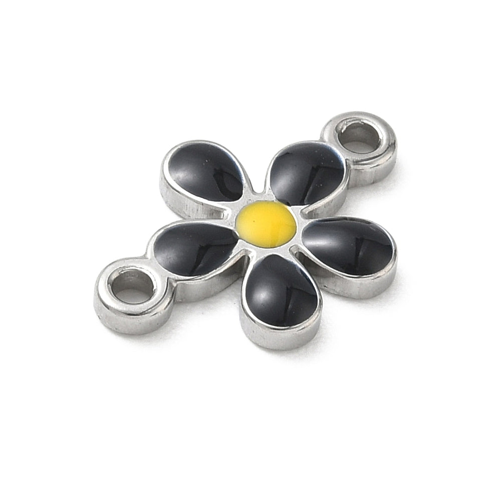 Silver Stainless Steel Assorted Flower Connector Charm