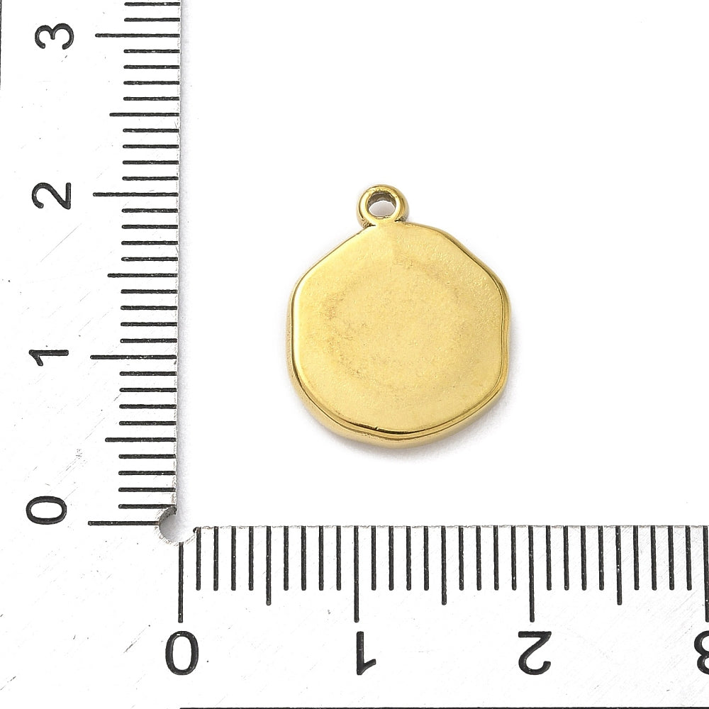 18k Gold PVD Stainless Steel Gold Round Clover Charm