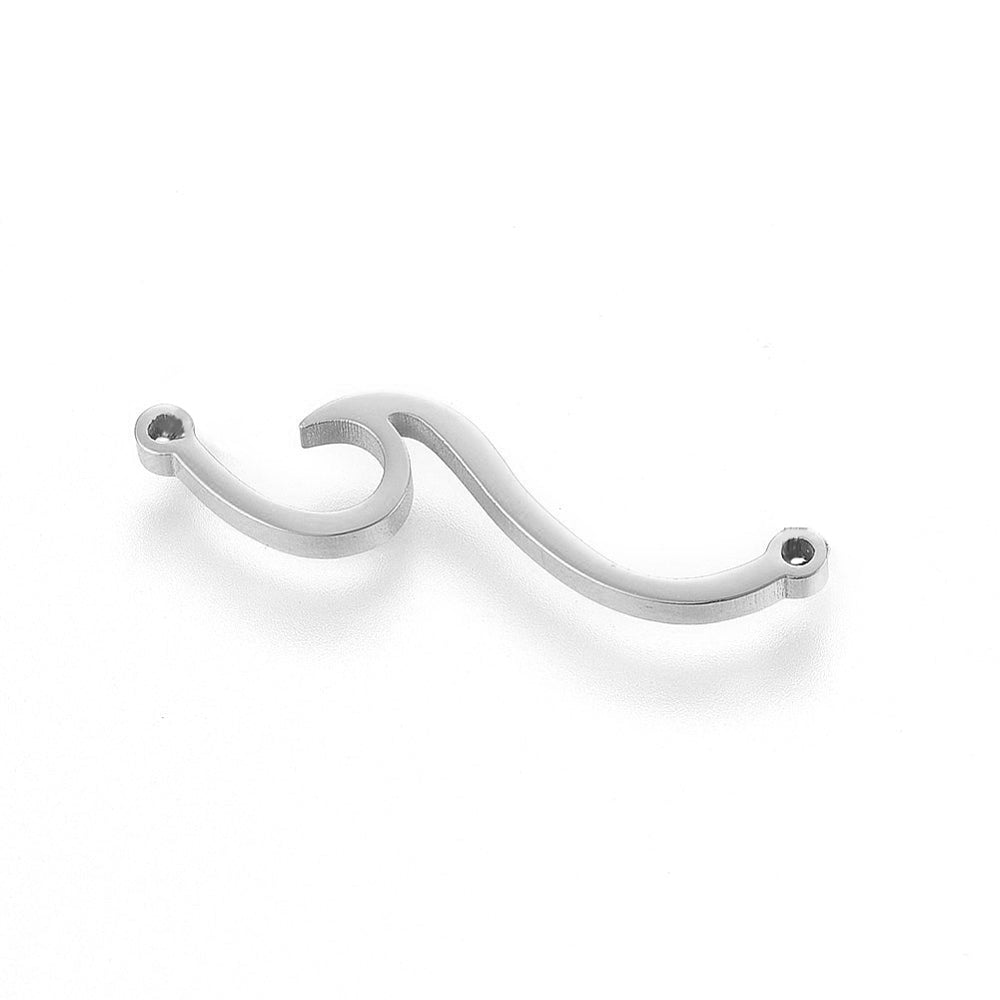 Silver Stainless Steel Wave Connector Charm