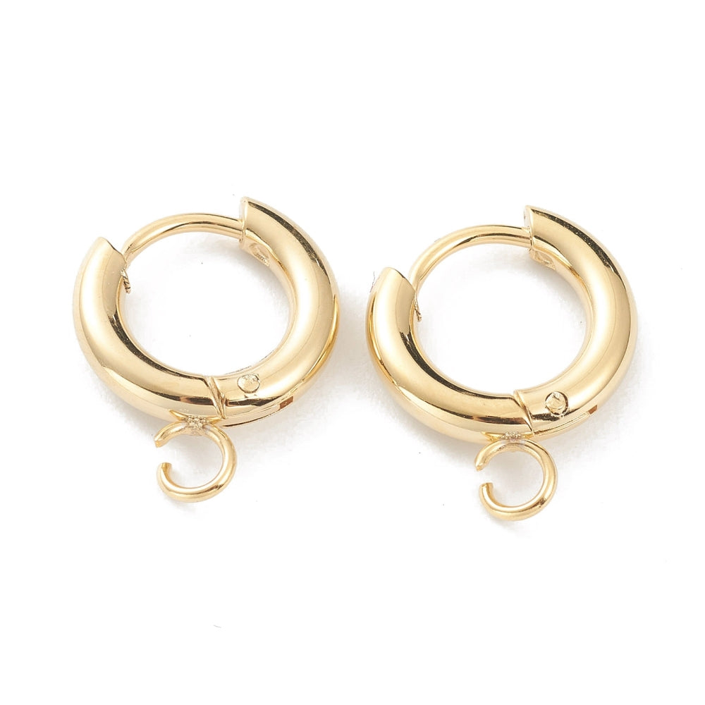 24k Gold Plated Stainless Steel Charm Huggie Earrings