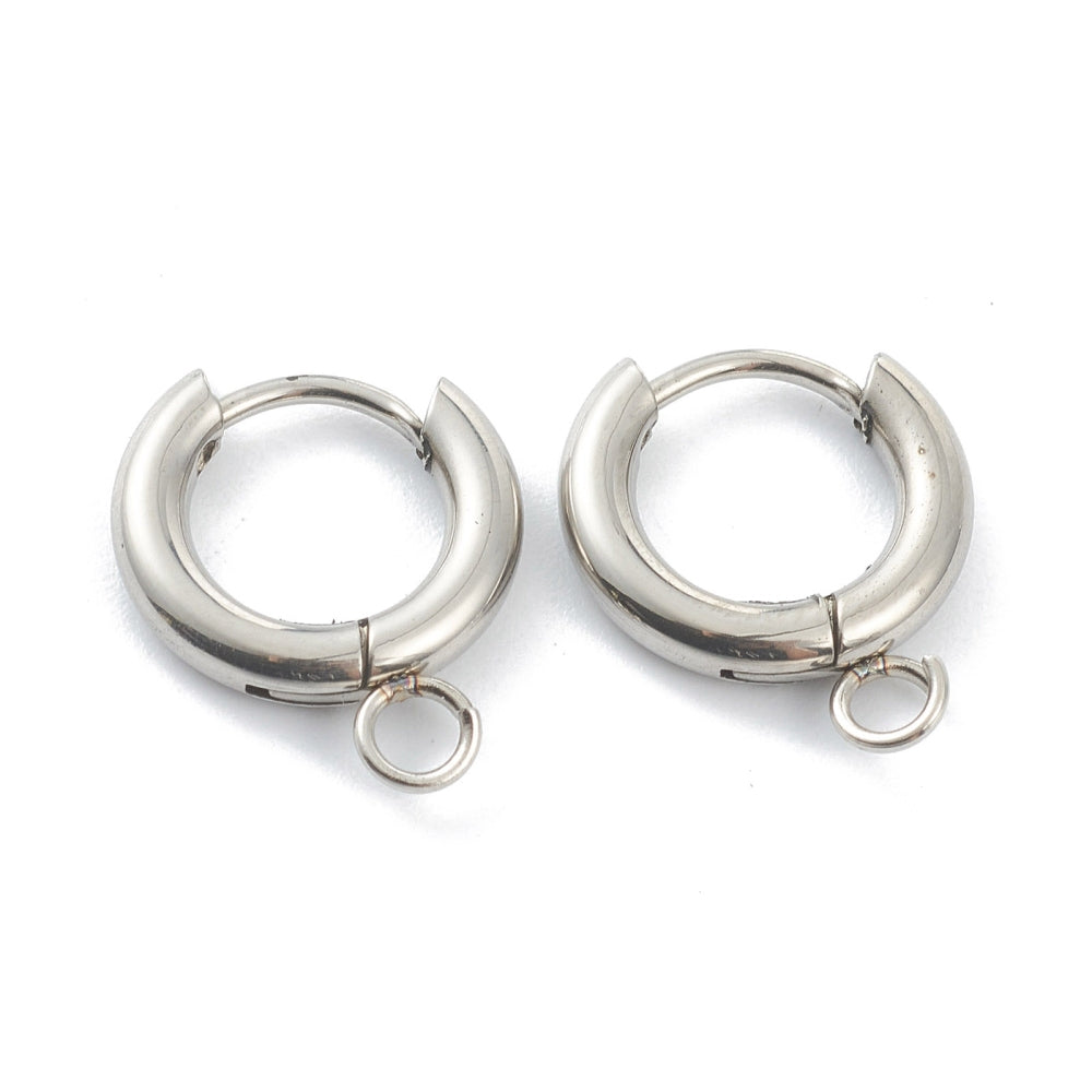 Silver Stainless Steel Charm Huggie Earrings