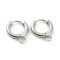 Silver Stainless Steel Charm Huggie Earrings