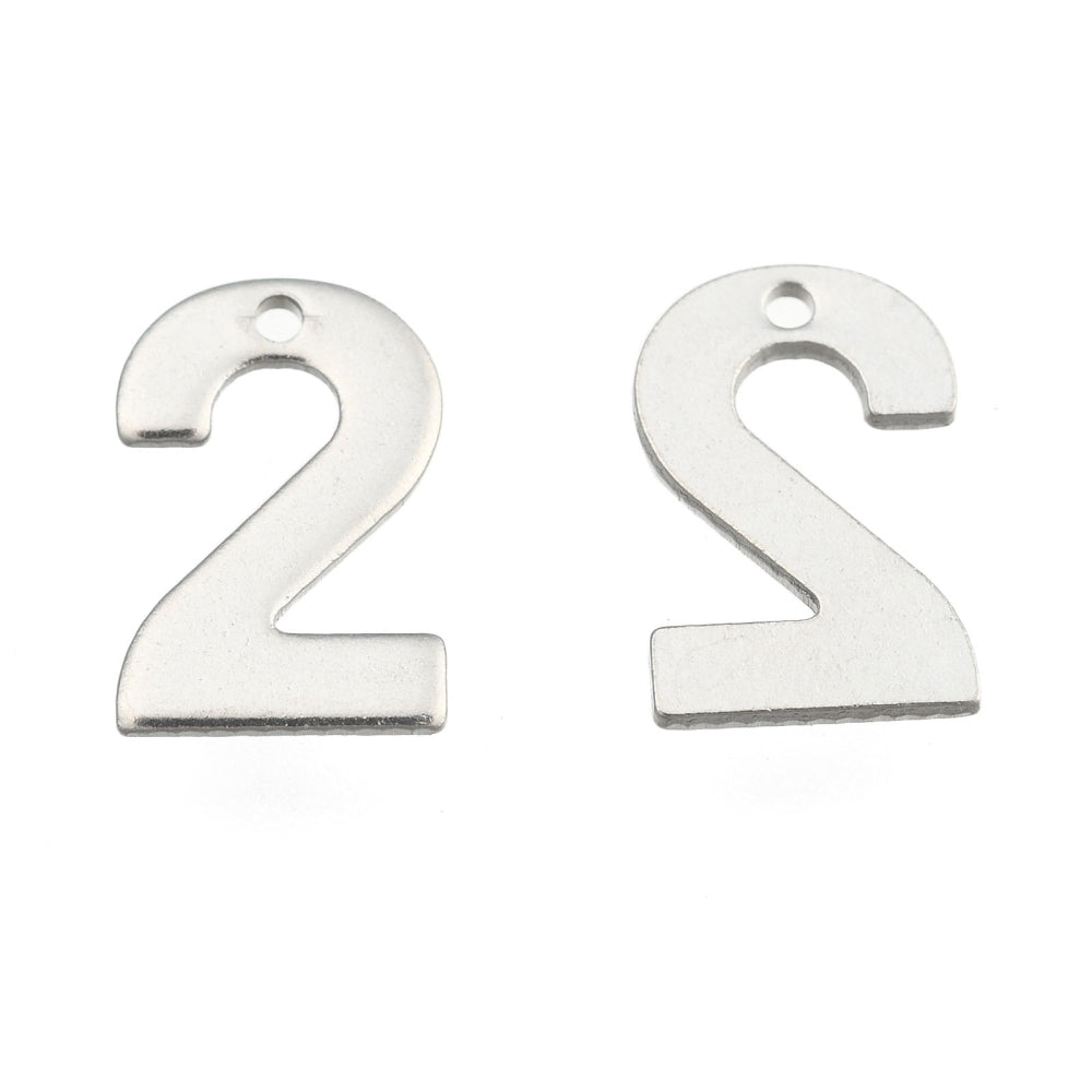 Silver Stainless Steel Number Charm Full Set