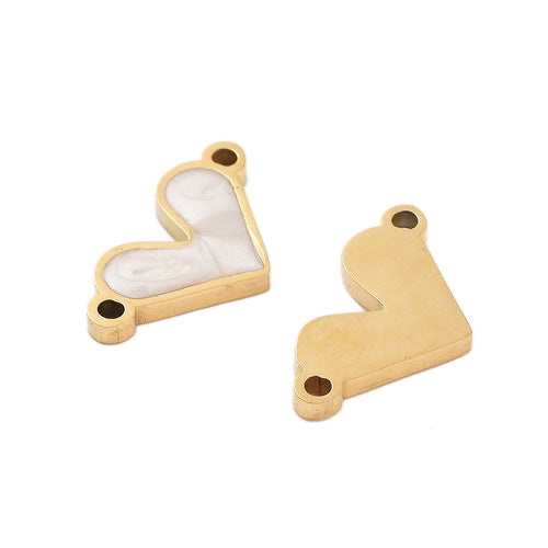 18k Gold PVD Stainless Steel Enamel Heart Connector Charm