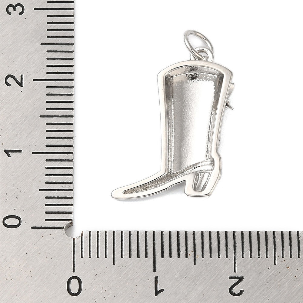 Silver Brass Cowboy Boot Charm