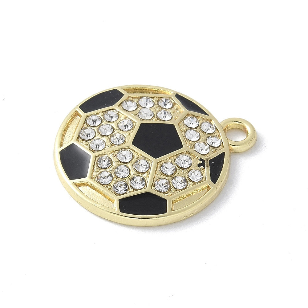 Gold Alloy Rhinestone Sports Charm