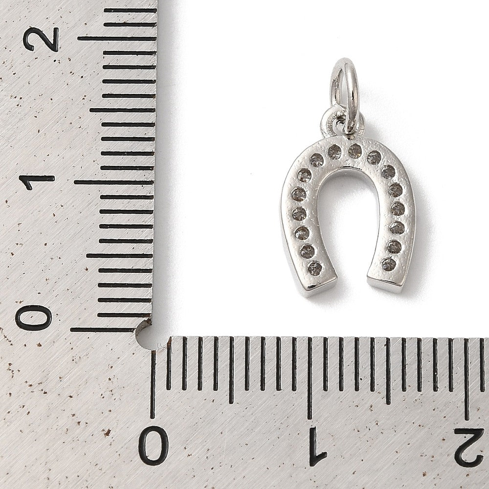 Brass Silver Horseshoe Charm