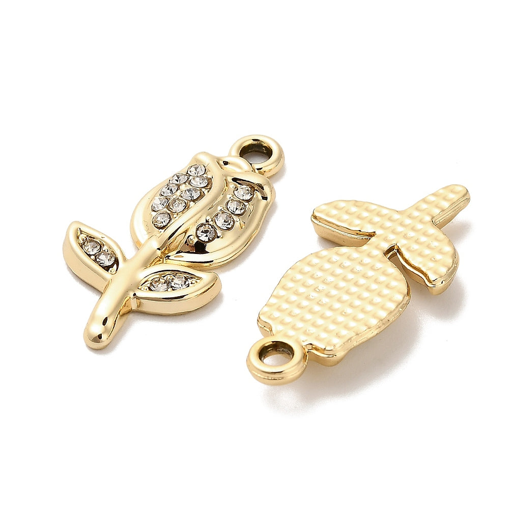 Alloy Rhinestone Rose Charm