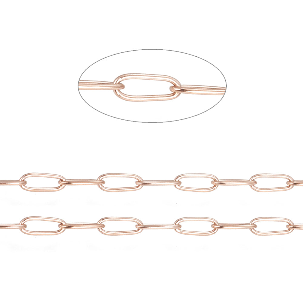 Rose Gold Paperclip Link Chain 4.8mm By the Foot - Ion Plated Stainless Steel