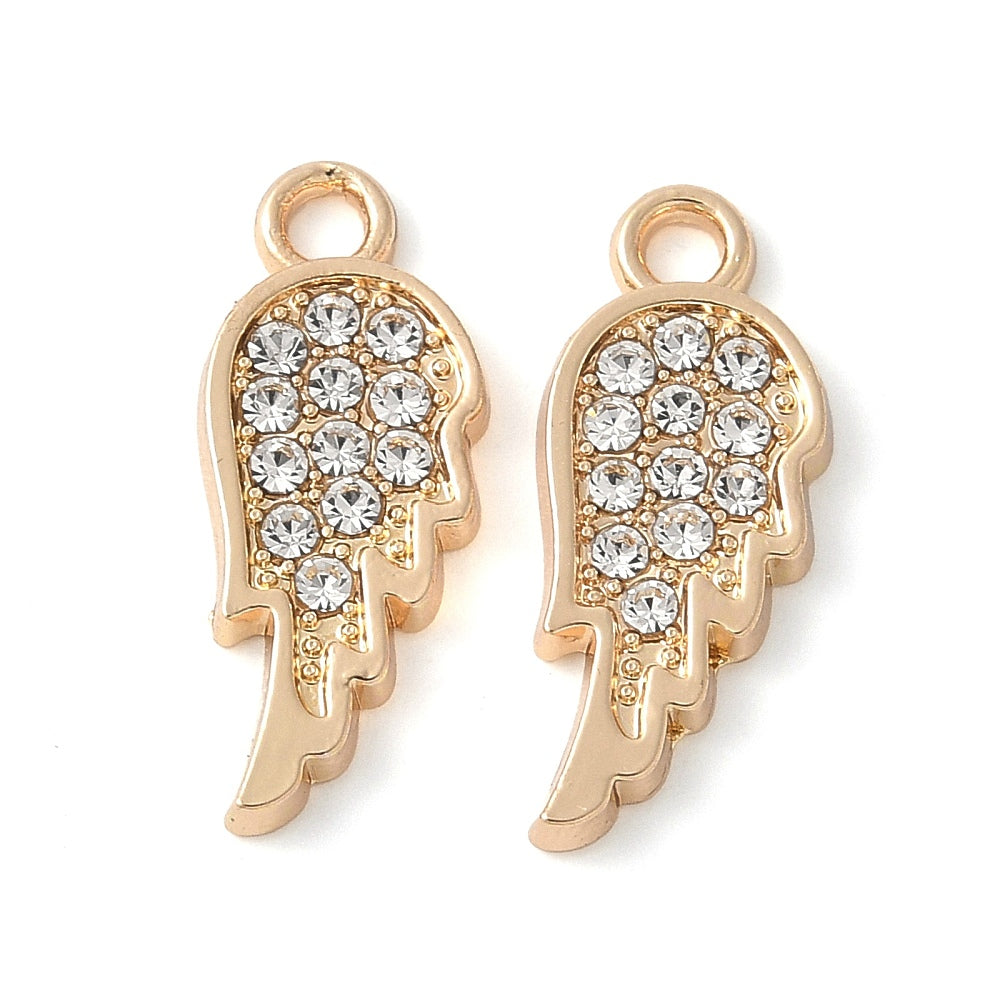 Alloy Rhinestone Wing Charm