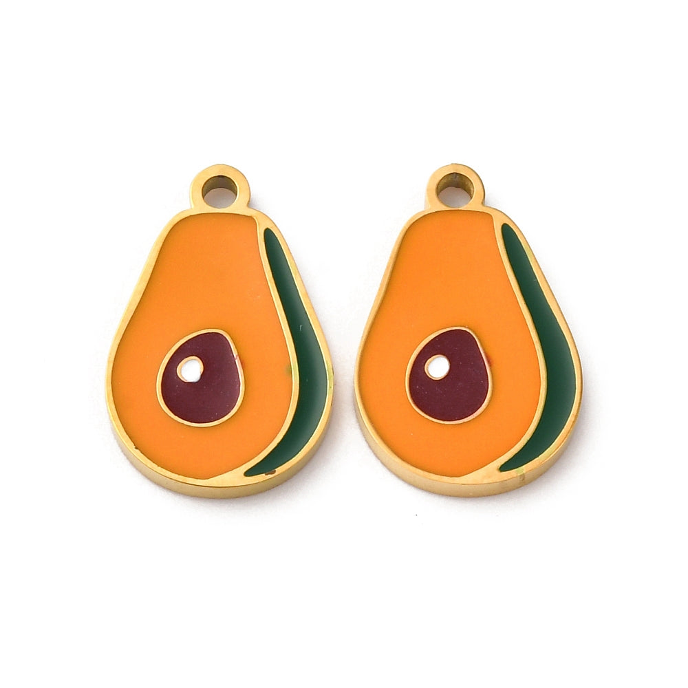 18k Gold PVD Stainless Steel Avocado Charm